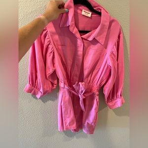 Showpo pink romper with tie in the front. size 6